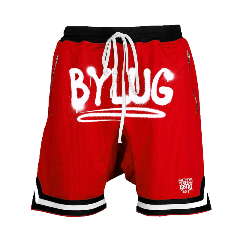 BYLUG Basketball Shorts - Red / White