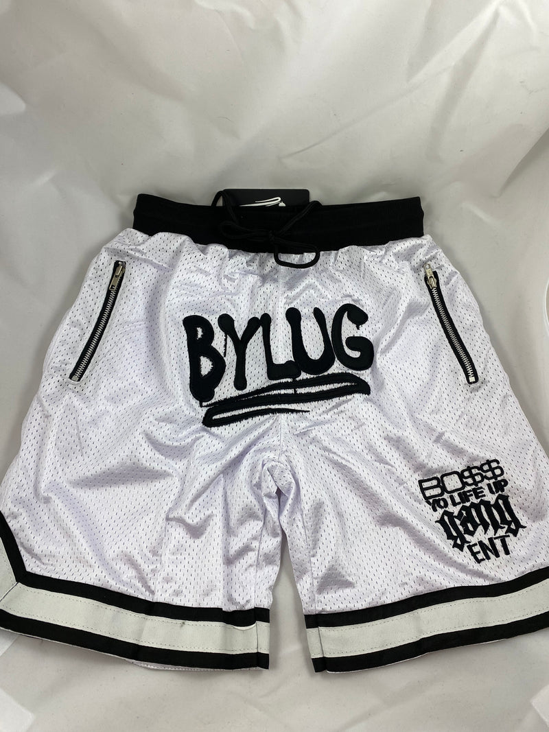 BYLUG Basketball Shorts- White / Black
